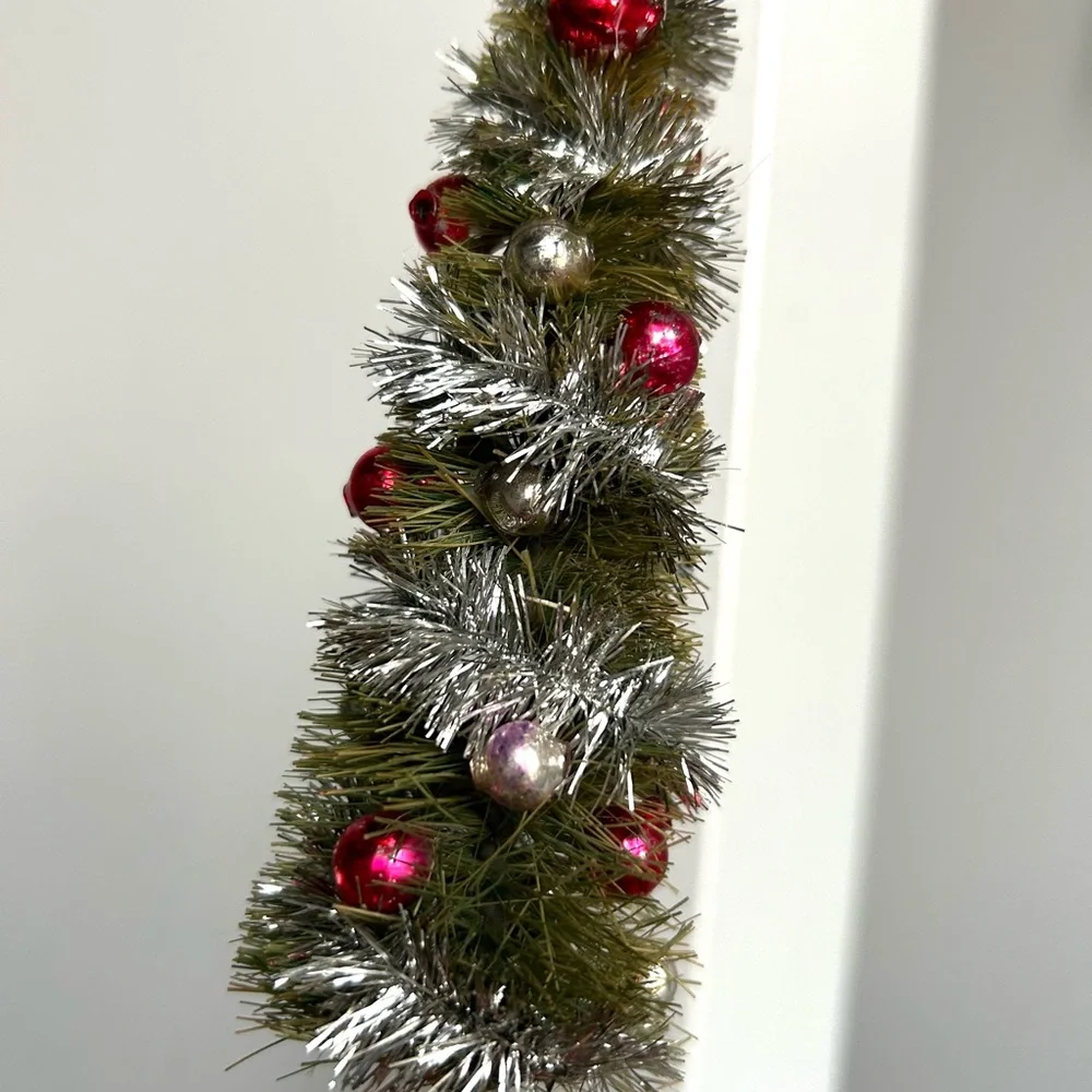 Vintage 40’-50’Festive Miniature Christmas Trees with Red and Silver Accents - Picture 5 of 8